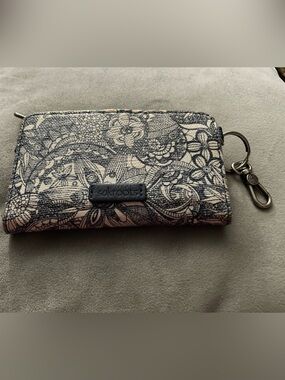 Sakroots Black Floral Sketch Zip-Around Wallet on Cream